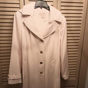 Michael Michael Kors Women's Single Breasted Hooded Wool Blend Coat Ivory XL